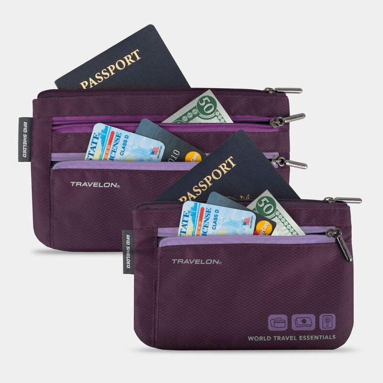 Travelon World Travel Essentials Set of 2 Currency & Passport Organizers