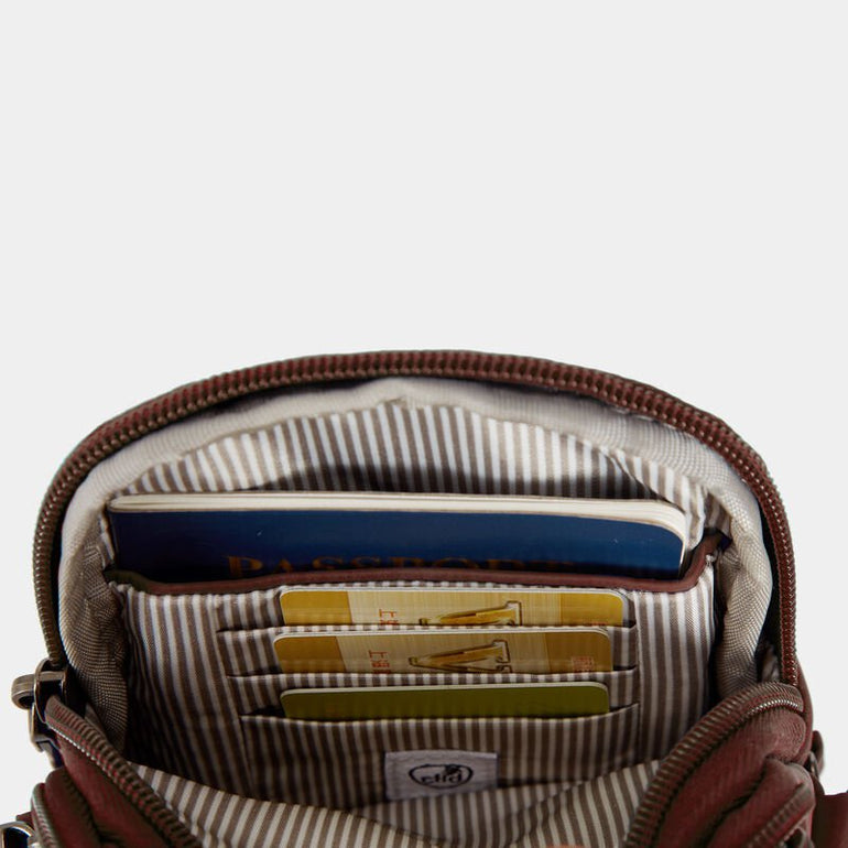 Travelon Boho Sac à bandoulière pour téléphone à 2 compartiments anti-vol - Geo Paprika