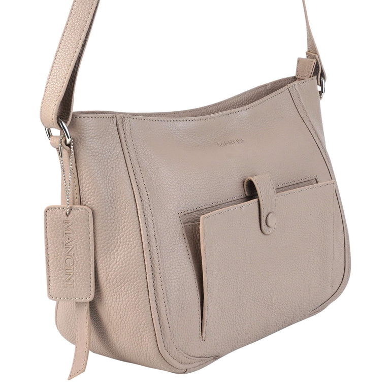 Mancini Pebbled Sophia Leather Crossbody Bag