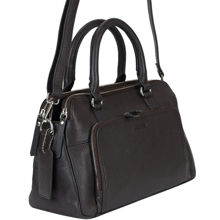 Mancini Pebbled Jennifer Leather Satchel Bag