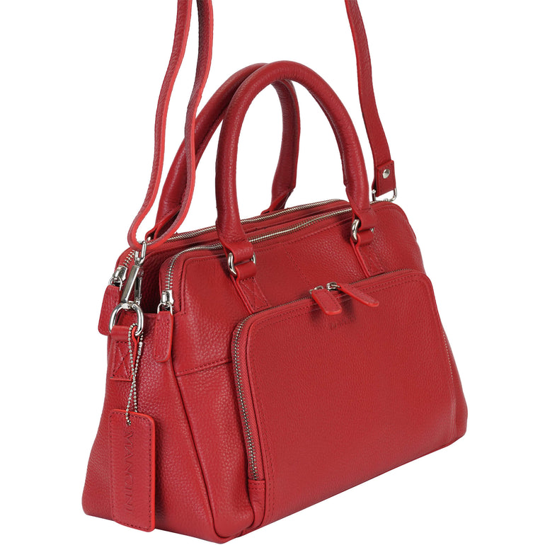 Mancini Pebbled Jennifer Leather Satchel Bag