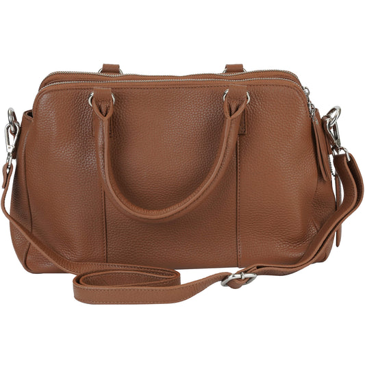 Mancini Pebbled Jennifer Leather Satchel Bag