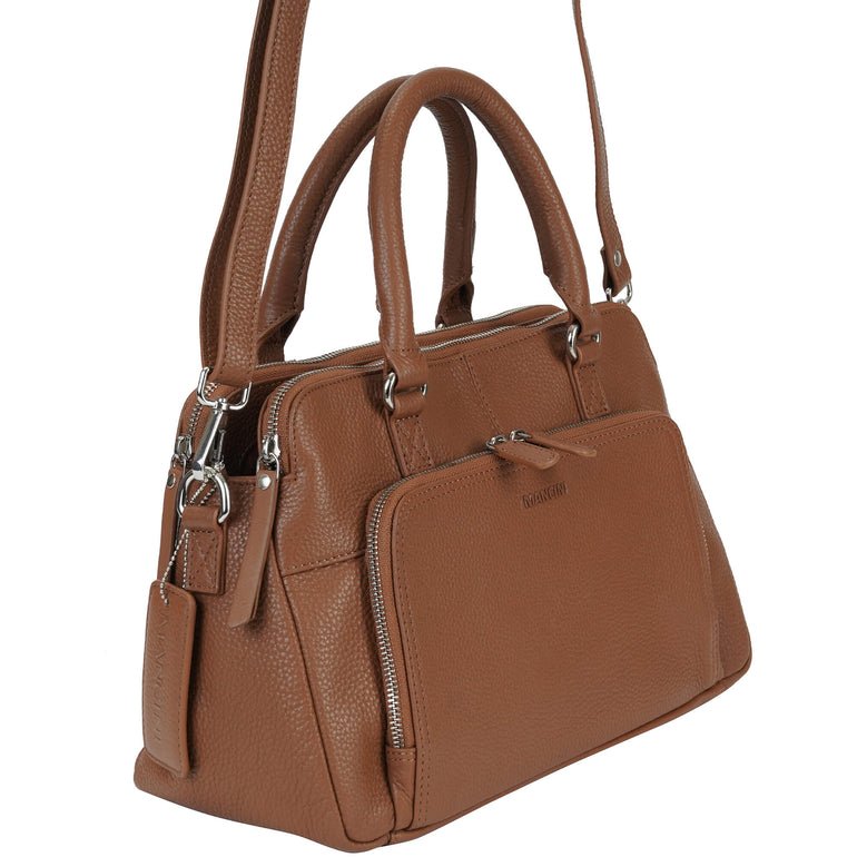 Mancini Pebbled Jennifer Leather Satchel Bag