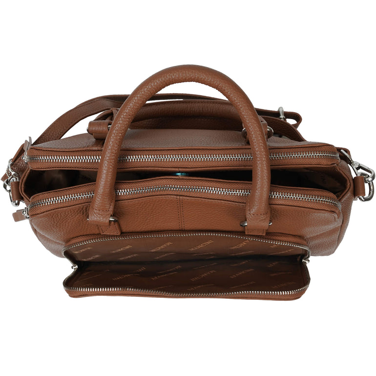 Mancini Pebbled Jennifer Leather Satchel Bag