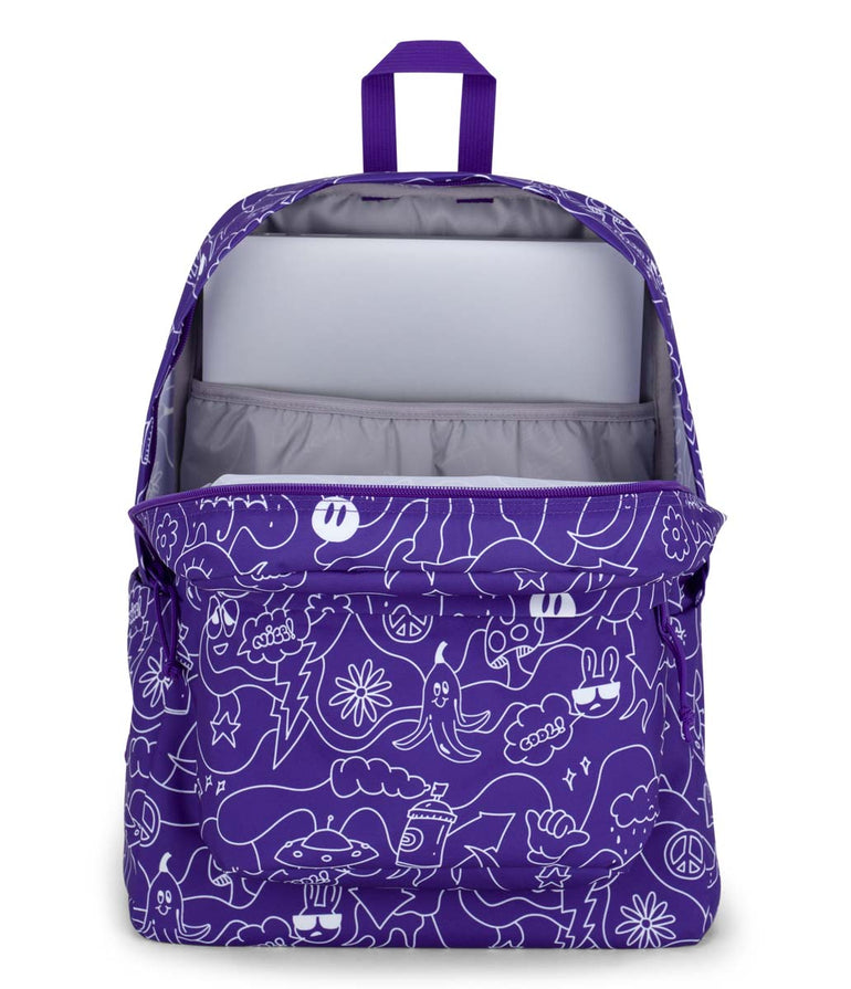 JanSport SuperBreak Plus Backpack - Dub Doodle Purple