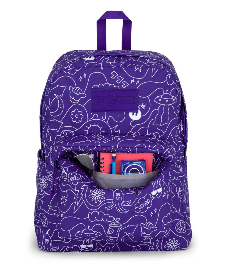 JanSport SuperBreak Plus Backpack - Dub Doodle Purple