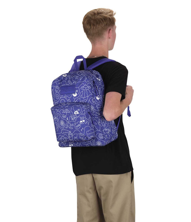 JanSport SuperBreak Plus Backpack - Dub Doodle Purple