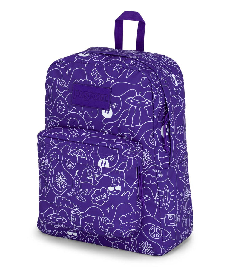 JanSport SuperBreak Plus Backpack - Dub Doodle Purple