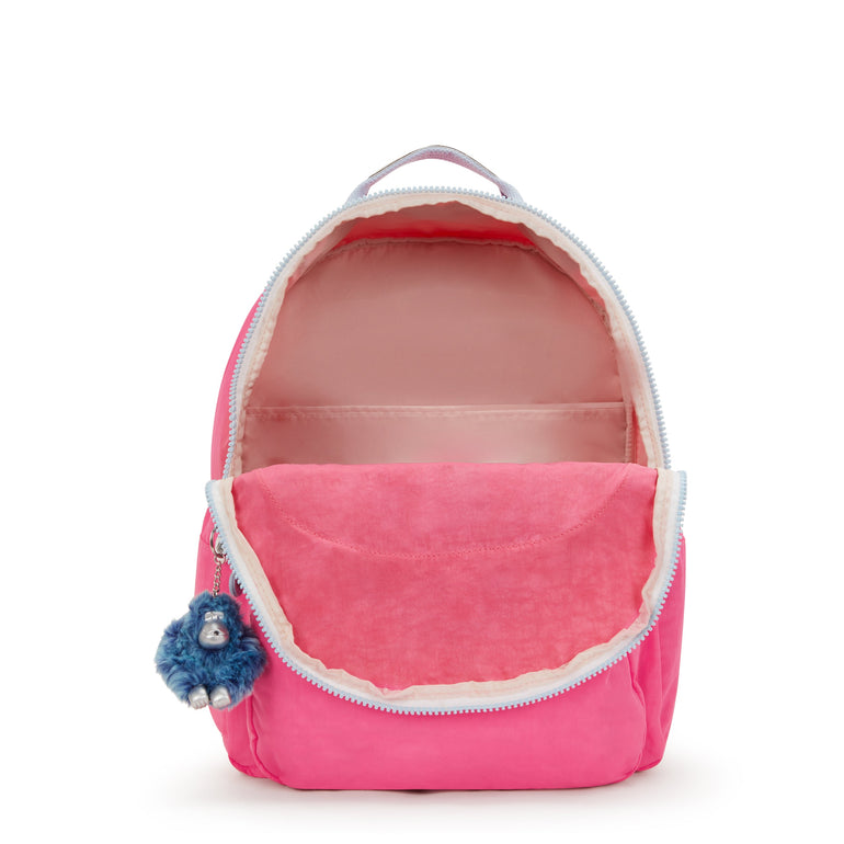 Kipling Seoul Grand Sac à Dos avec Compartiment pour Ordinateur - Happy Pink Mix