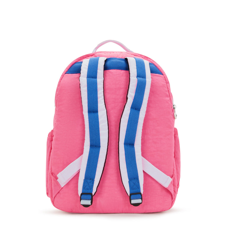 Kipling Seoul Grand Sac à Dos avec Compartiment pour Ordinateur - Happy Pink Mix