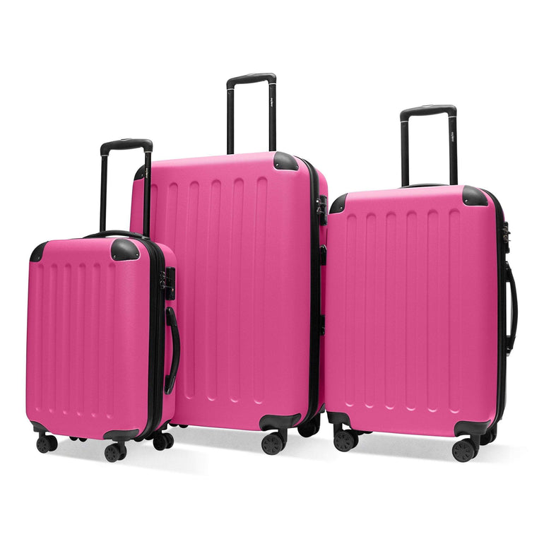 Explorer Pop Collection 3 Piece Expandable Spinner Luggage Set - Hot Pink